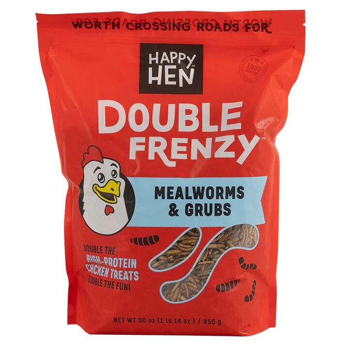 Happy Hen Double Frenzy Mealworms & Grubs Chicken Treats, 30-Oz