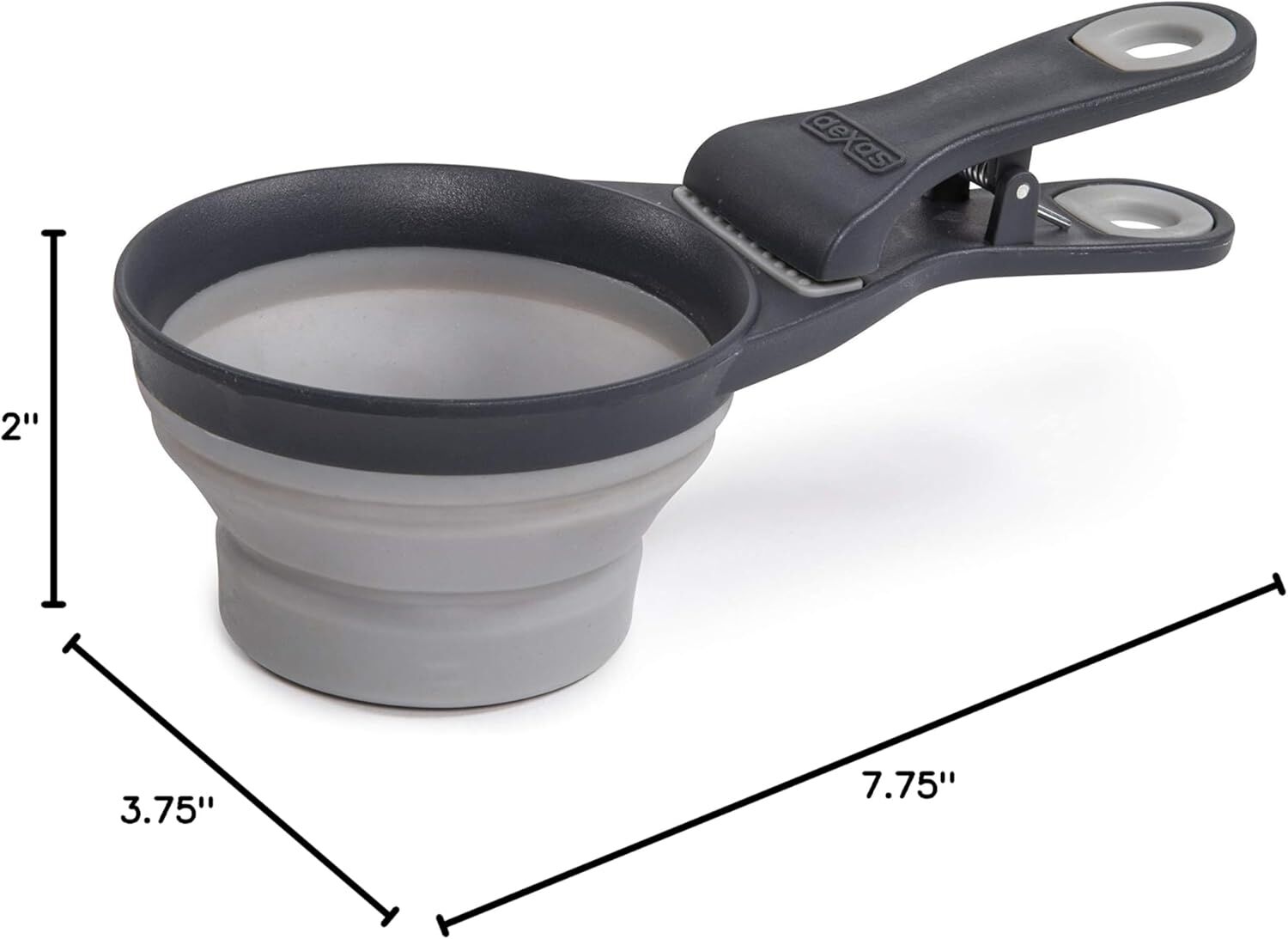 Dexas Grey Collapsible KlipScoop Dry Dog Food Scoop & Bag Clip, 1 Cup