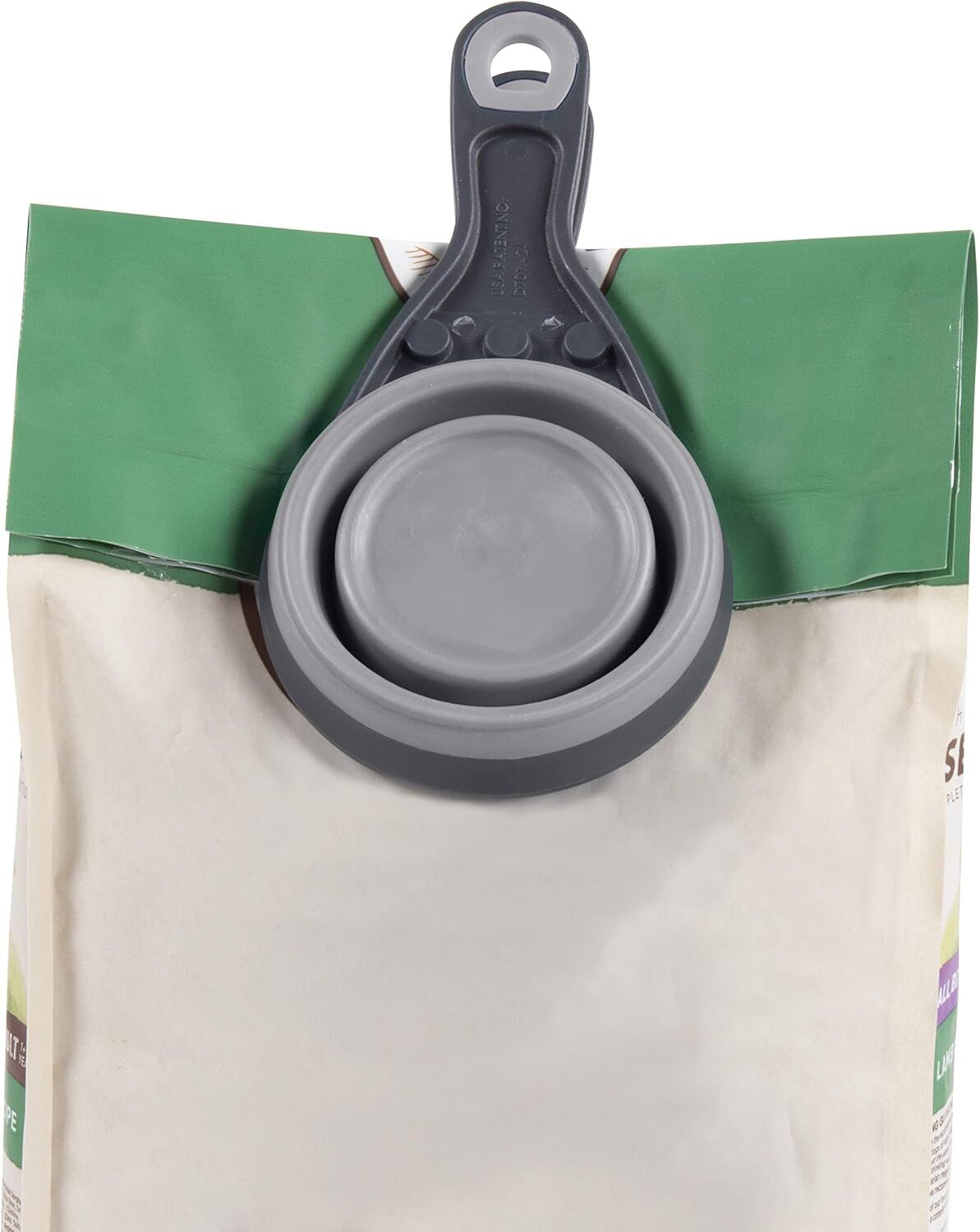 Dexas Grey Collapsible KlipScoop Dry Dog Food Scoop & Bag Clip, 1 Cup