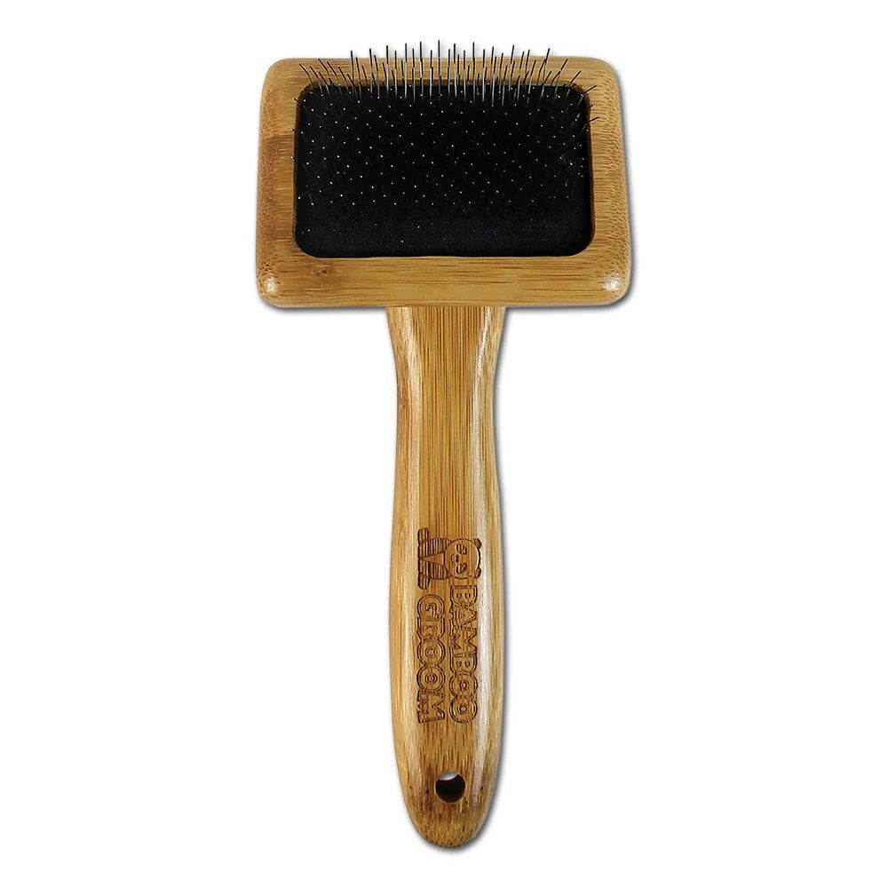 Bamboo Groom Small Slicker Brush With Stainless Steel Pins