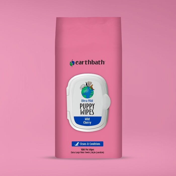 Earthbath Wild Cherry Scented Puppy Wipes, 30-Ct