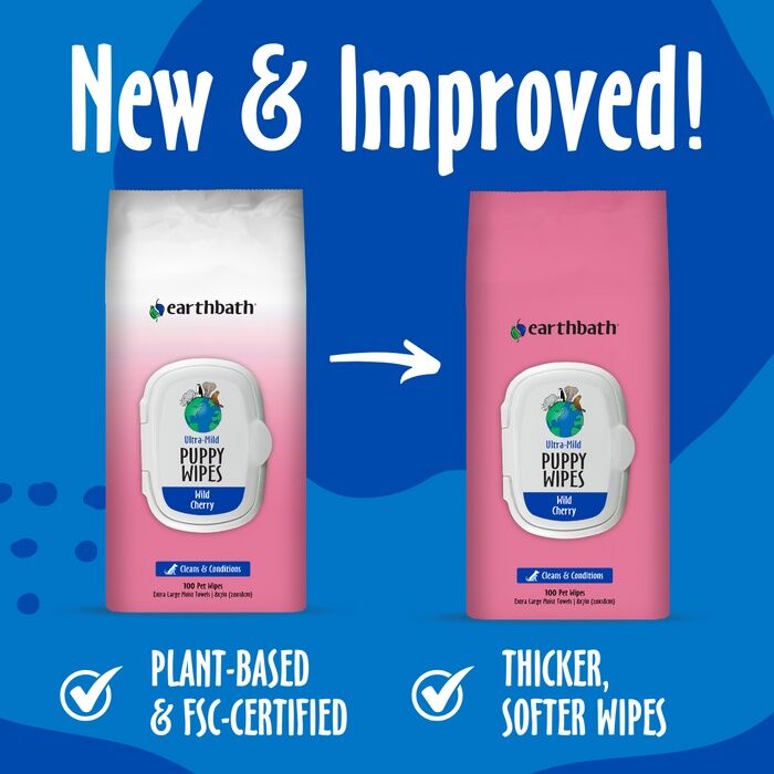 Earthbath Wild Cherry Scented Puppy Wipes, 30-Ct