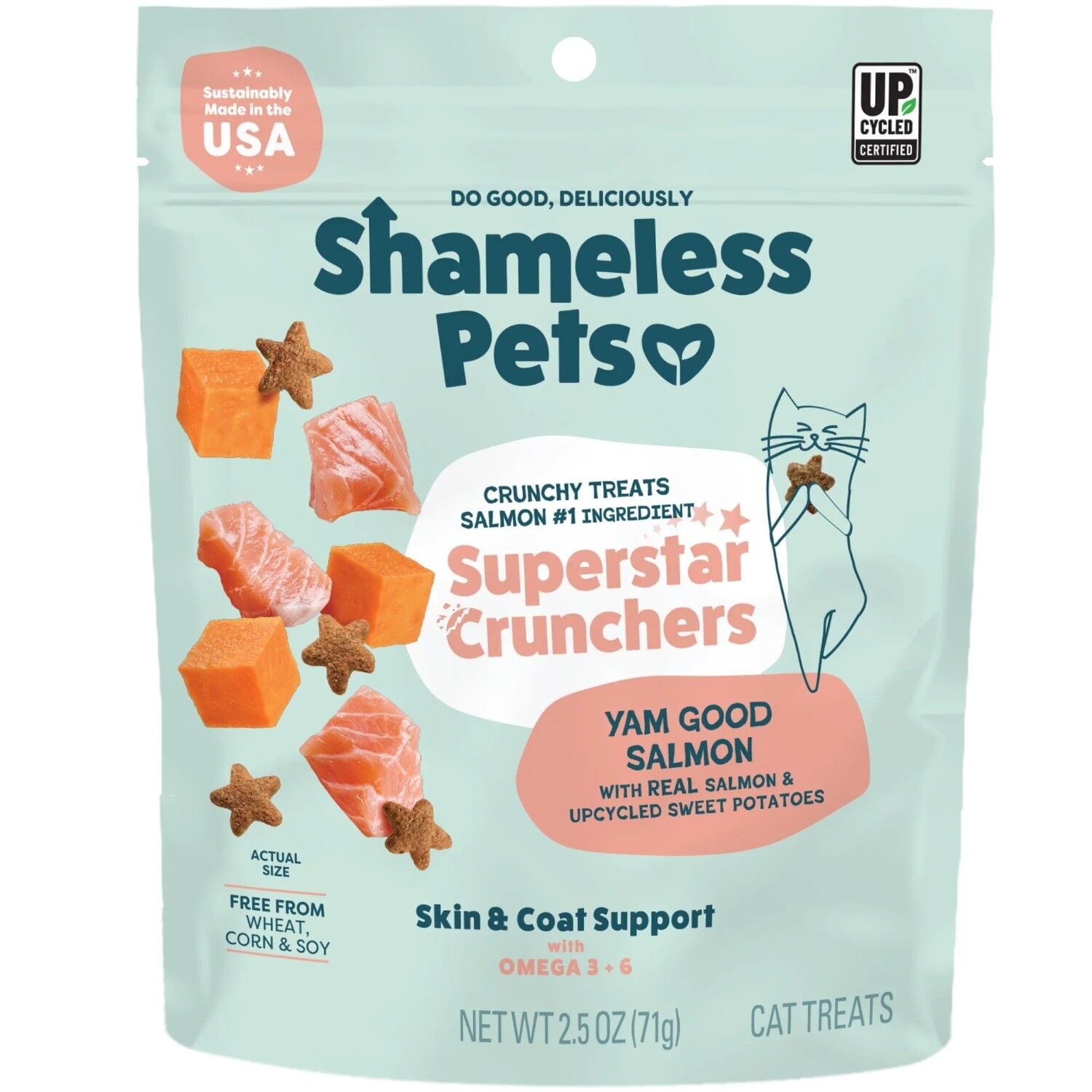 Shameless Pets Superstar Crunchers Yam Good Salmon Treats, 2.5 oz.