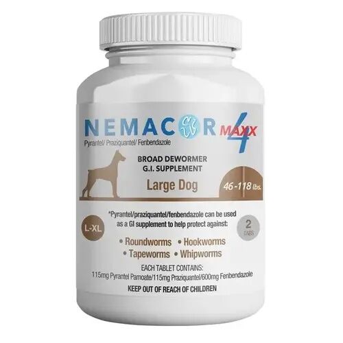 Nemacor Maxx 4 Flavored Dog Dewormer Tablets For 46-Lb To 118-Lb Dogs, 2-Ct