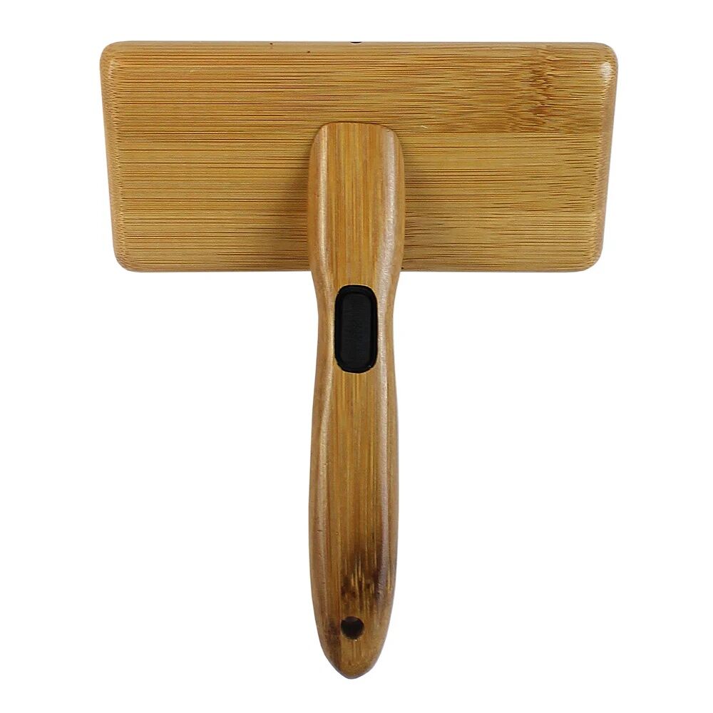 Bamboo Groom Large Soft Slicker Brush With Stainless Steel Pins & Comfort Tips