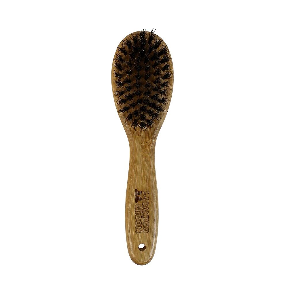 Bamboo Groom Small/Medium Oval Bristle Brush With Natural Boar Bristles