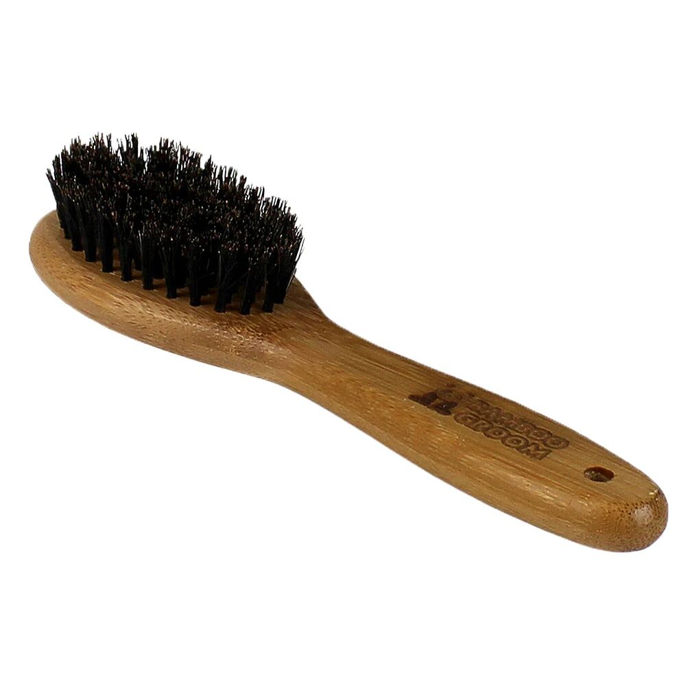 Bamboo Groom Small/Medium Oval Bristle Brush With Natural Boar Bristles