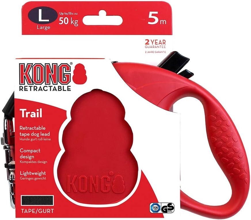 KONG Retractable Large Red Trail Dog Leash, 16-Ft