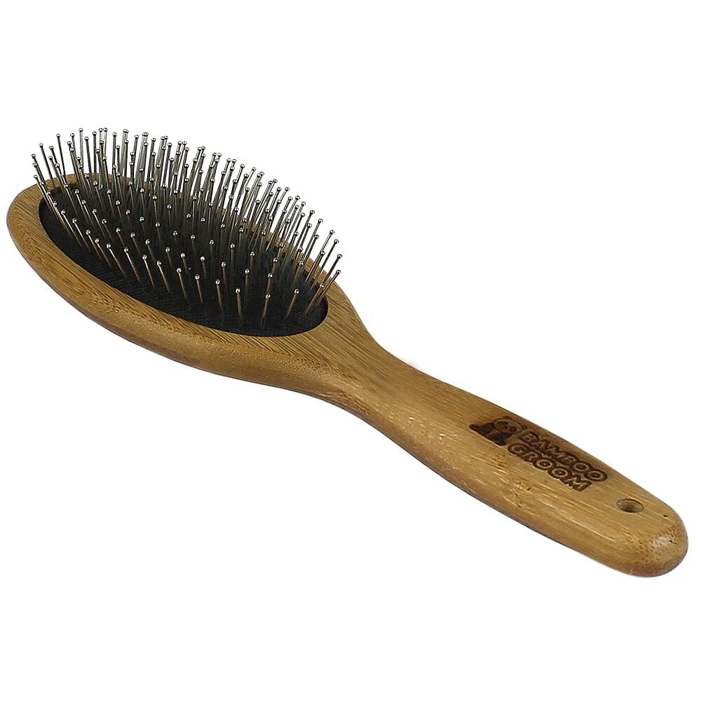Bamboo Groom Large Oval Pin Brush With Stainless Steel Pins