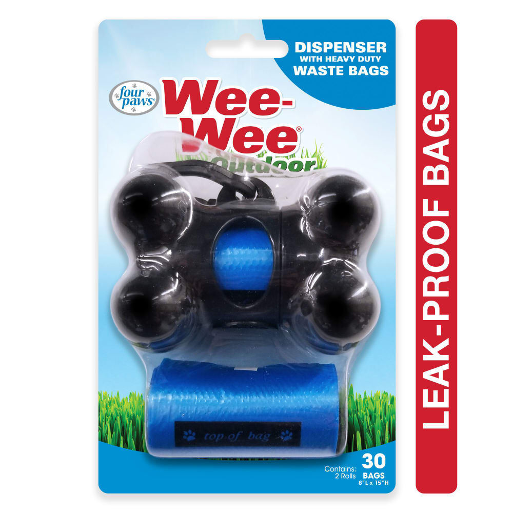Four Paws Wee-Wee Outdoor Bone Shape Dispenser With Heavy Duty Waste Bags, 30-Ct