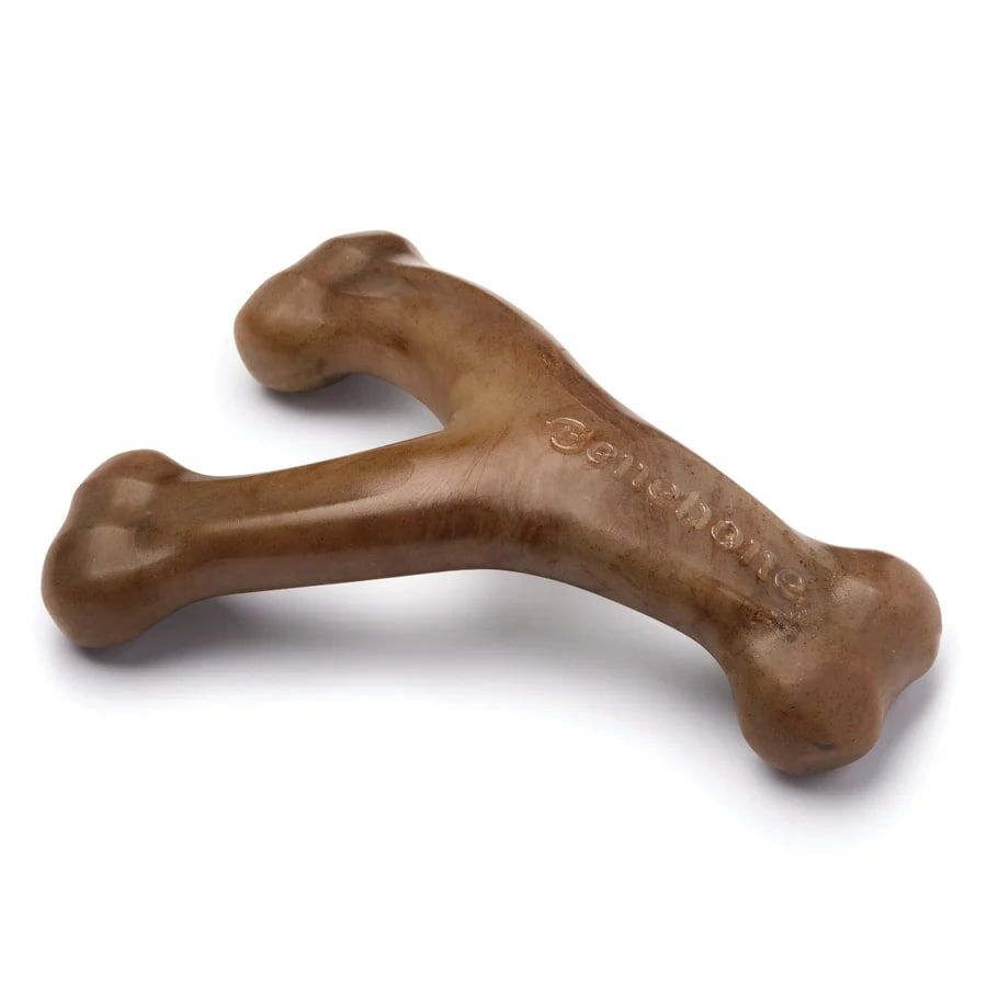 Benebone Medium Bacon Wishbone Durable Dog Chew Toy, 2-Pk