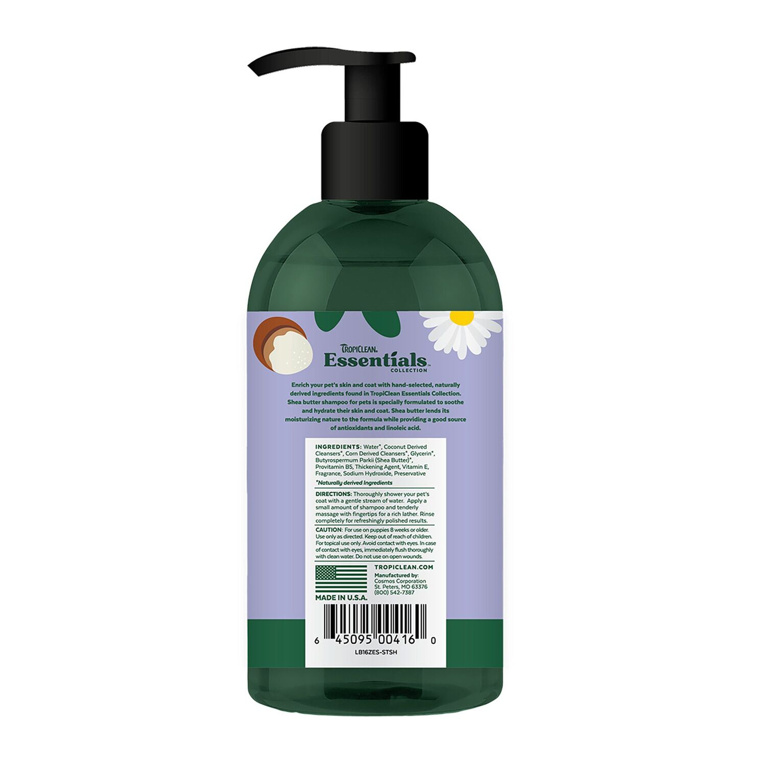 Tropiclean Essentials Shea Butter Soothing Shampoo for Dogs, Puppies & Cats, 16-Oz