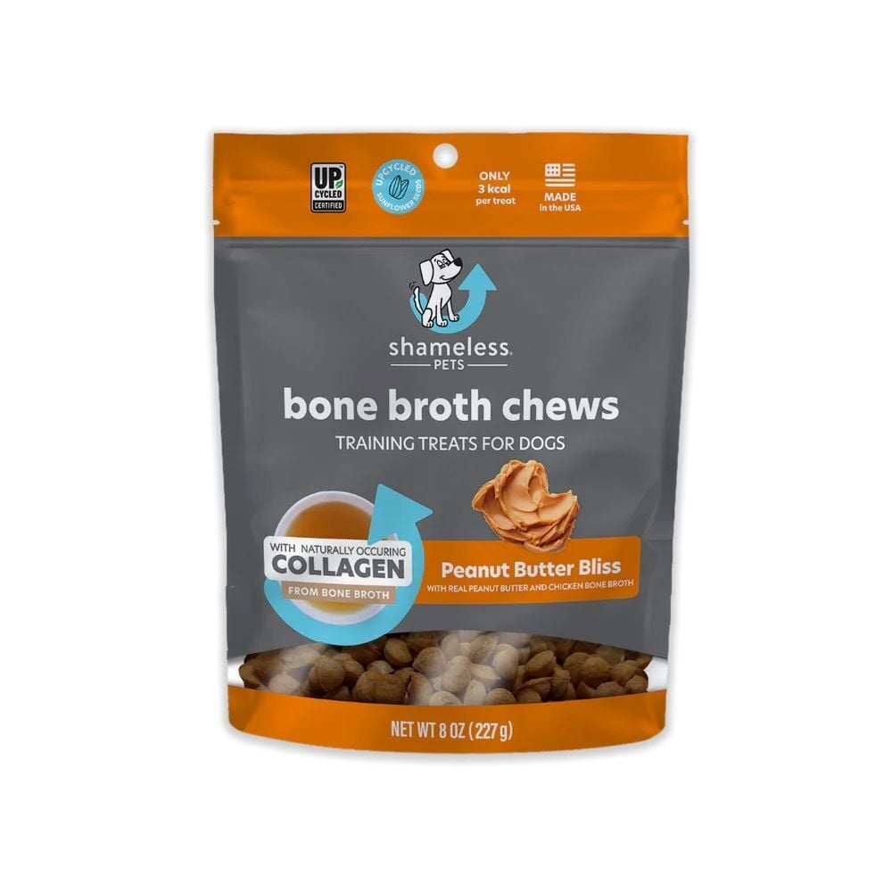 Shameless Pets Peanut Butter Bliss Bone Broth Chews, 8-Oz
