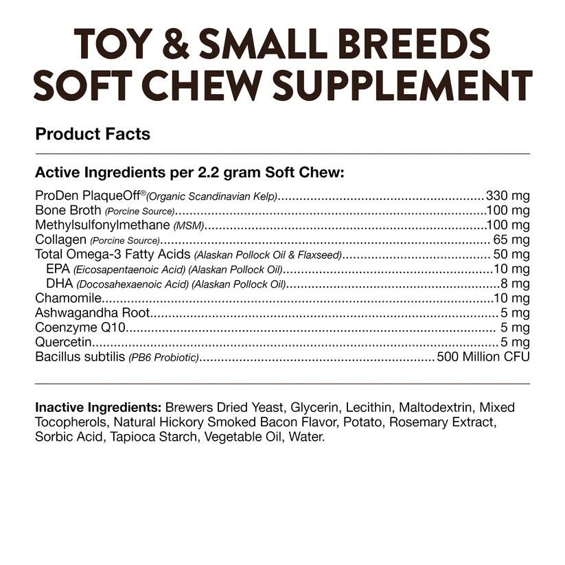 NaturVet Breed Specific Toy & Small Breed Dogs Soft Chews, 60-Ct
