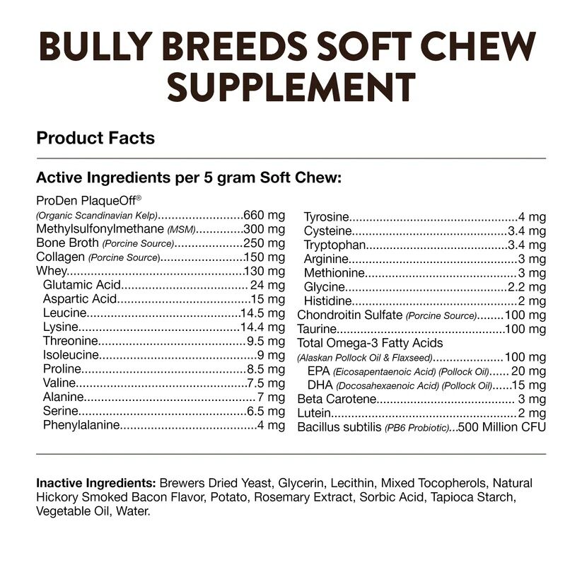 NaturVet Breed Specific Bully Breed Dogs Soft Chews, 50-Ct