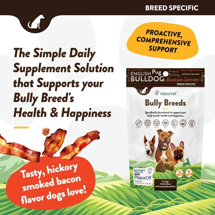 NaturVet Breed Specific Bully Breed Dogs Soft Chews, 50-Ct