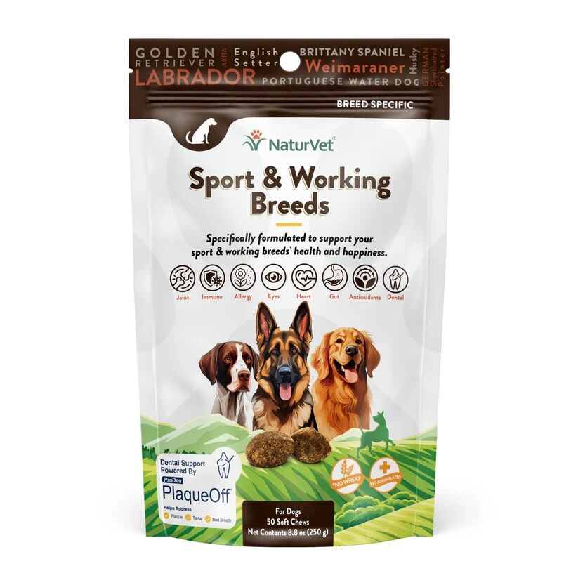 NaturVet Breed Specific Sport & Working Breed Dogs Soft Chews, 50-Ct