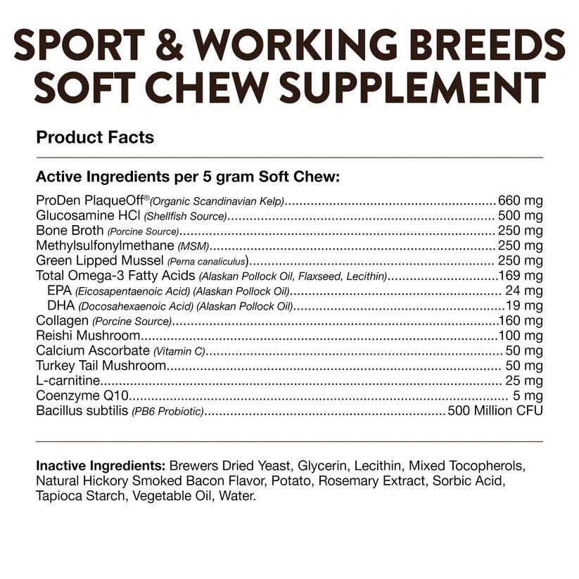 NaturVet Breed Specific Sport & Working Breed Dogs Soft Chews, 50-Ct