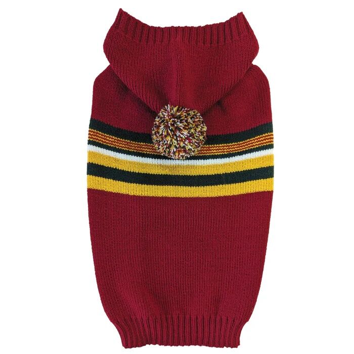 Fashion Pet Large Wine Hooded Pom Pom Dog Sweater