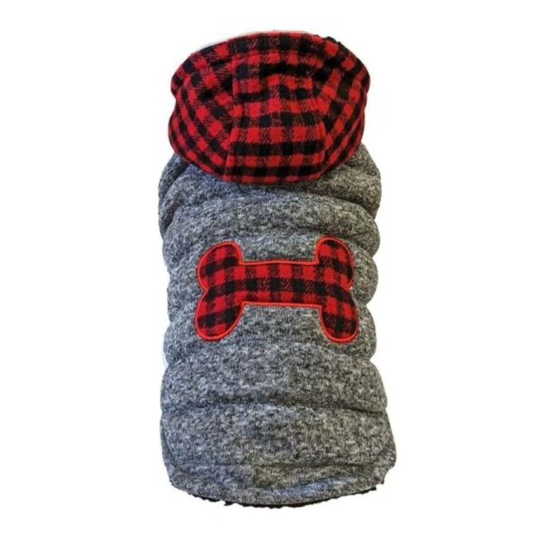Fashion Pet Grey Small Buffalo Plaid Dog Coat