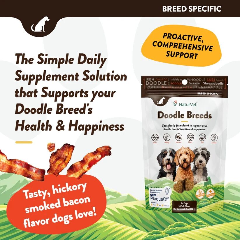 NaturVet Breed Specific Doodle Breed Dogs Soft Chews, 50-Ct