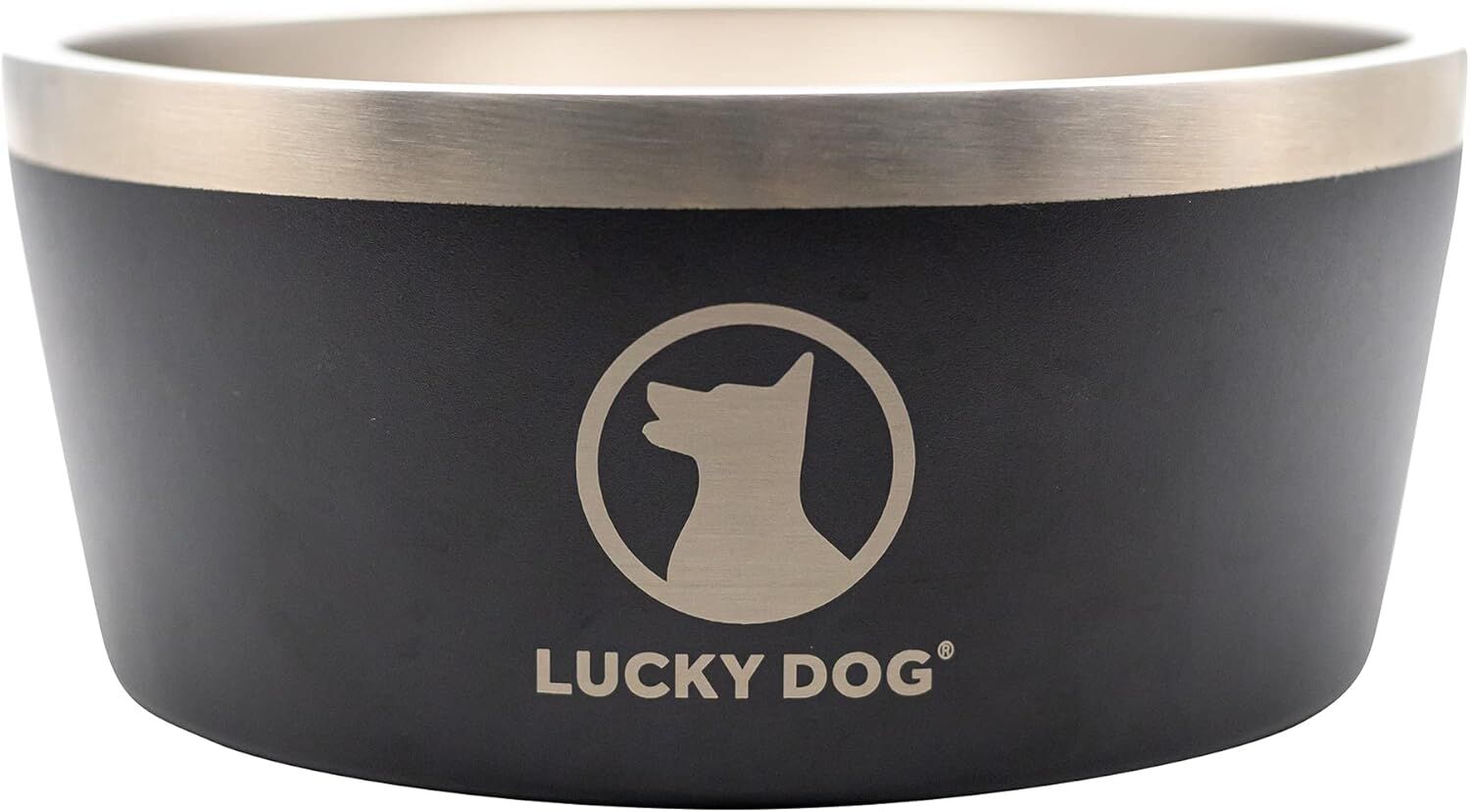 Lucky Dog Indulge 8 Black Double Wall Stainless Steel Dog Bowl, 64-Oz