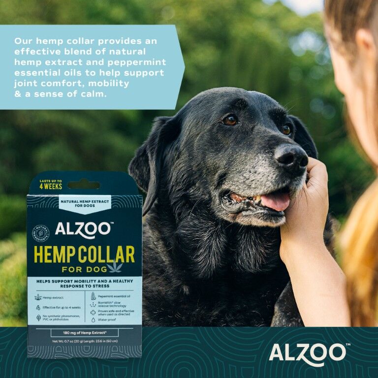 ALZOO Plant-Based Hemp Premium (Mobility + Calming) Collar For Dogs