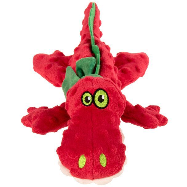 GoDog Small Red Holiday Gators Squeaky Plush Dog Toy