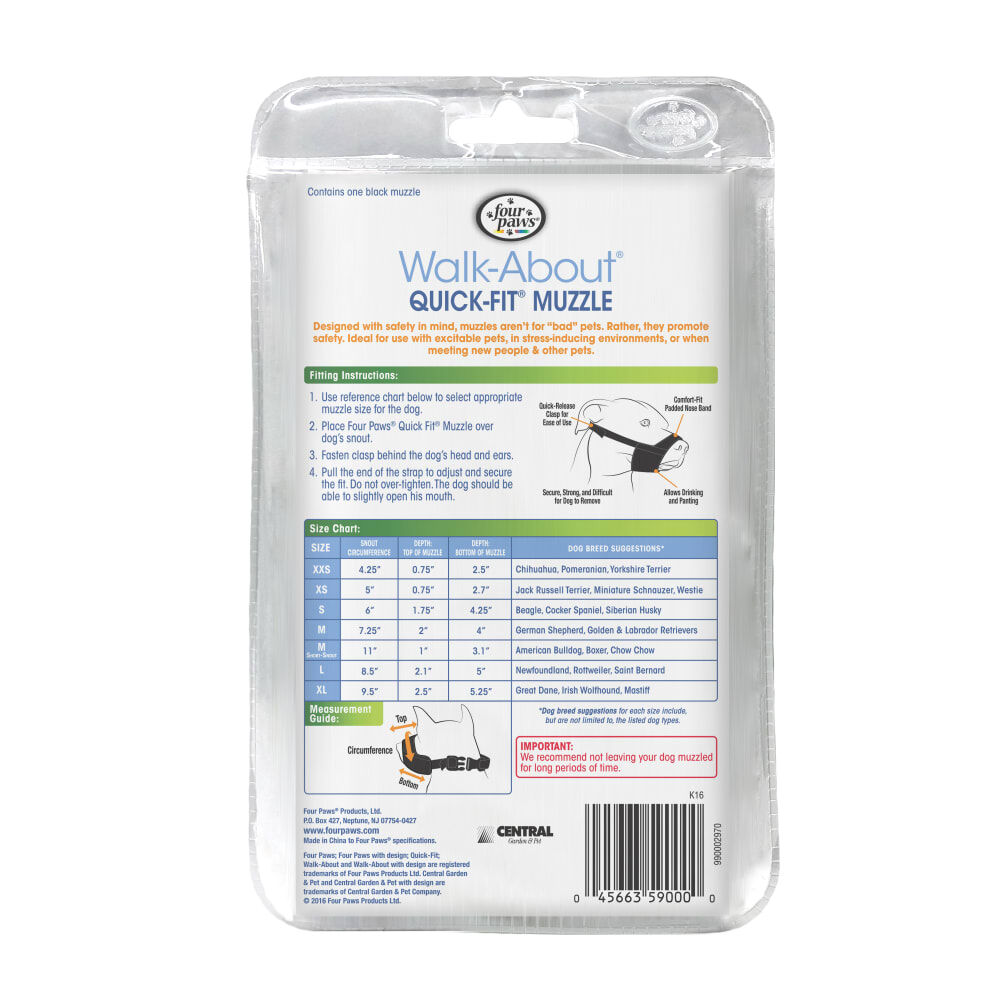 Four Paws Walk-About Quick Fit Muzzle Size 4, Large