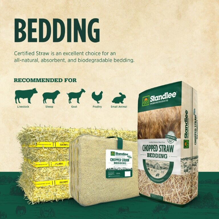 Standlee Premium Products Certified Straw Compressed Bale Animal Bedding, 3.6-Cu Ft