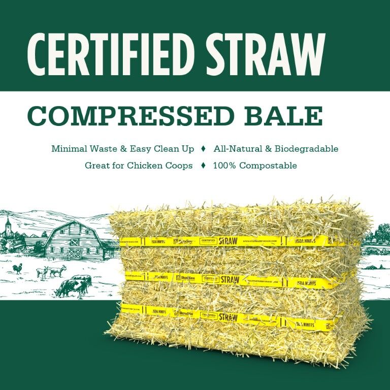 Standlee Premium Products Certified Straw Compressed Bale Animal Bedding, 3.6-Cu Ft