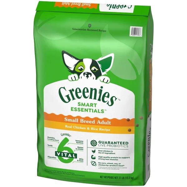 Greenies Smart Essentials Small Breed Adult Protein Real Chicken & Rice Dog Food, 27-Lb