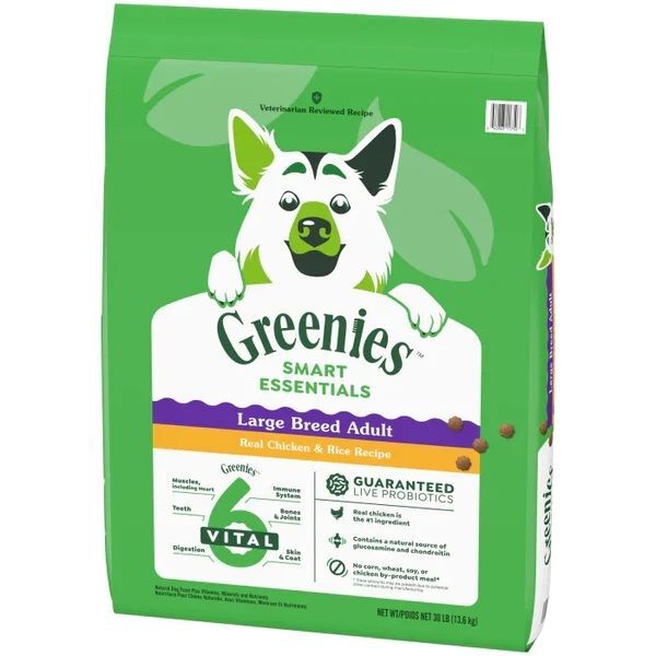 Greenies Smart Essentials Adult Large Breed Protein Real Chicken & Rice Dog Food, 30-Lb