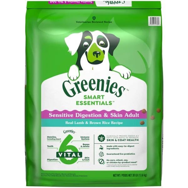 Greenies Smart Essentials Sensitive Digestion & Skin Real Lamb & Brown Rice Dog Food, 30-Lb