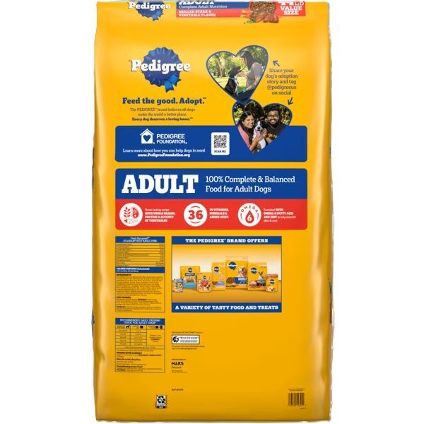 Pedigree Dry Dog Food Adult Grilled Steak & Vegetable Flavor, 44-Lb