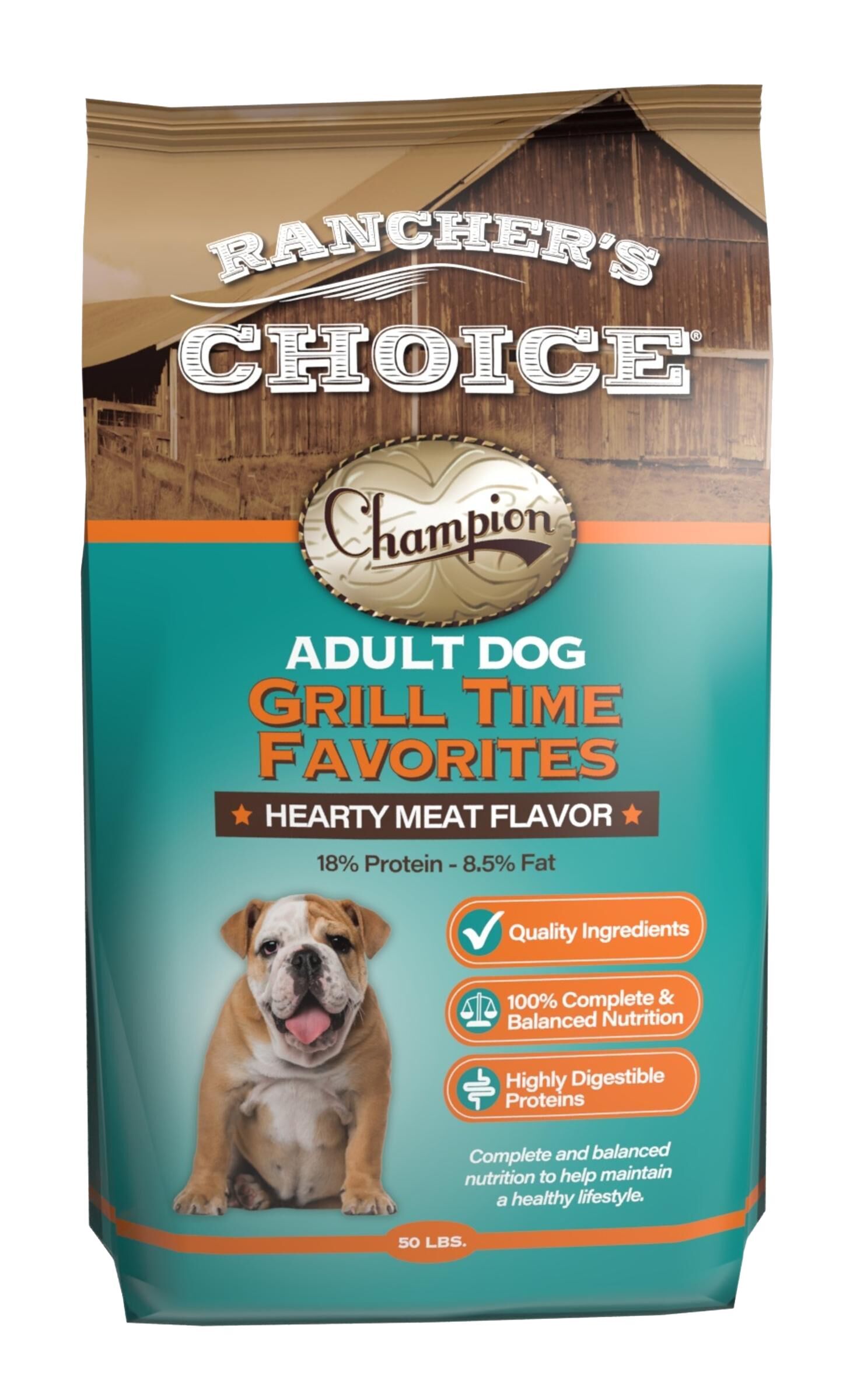 Rancher's Choice Grill Time Favorites Hearty Meat Flavor Adult Dog Food, 50-Lb