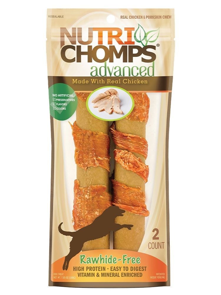 Nutri Chomps Real Chicken Wrapped Advanced Rolls, 7-In, 2-Pk