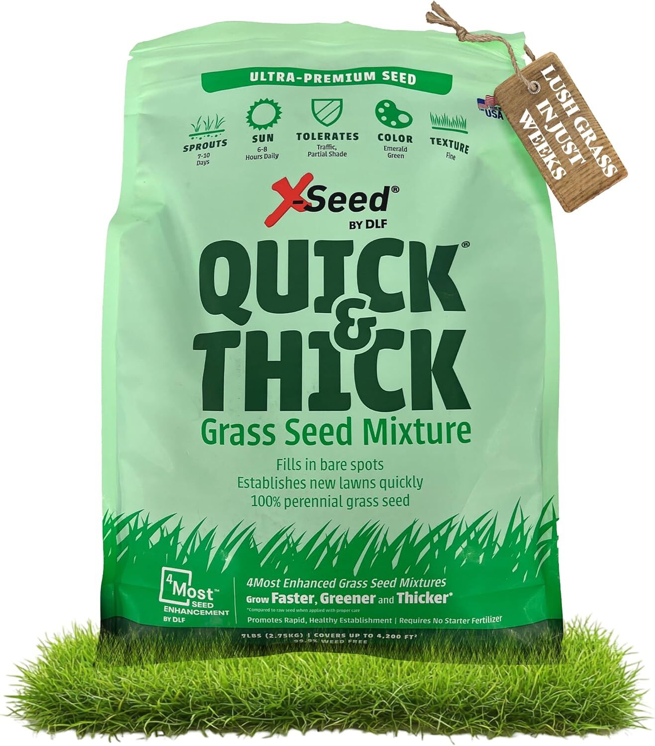 X-Seed Ultra Premium Quick & Thick Grass Seed Mixture, 7-Lb