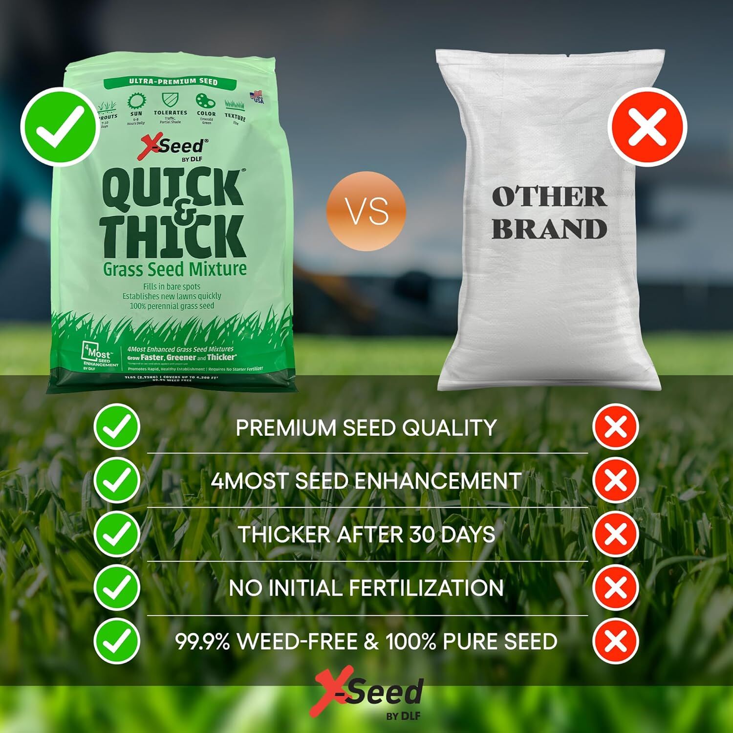 X-Seed Ultra Premium Quick & Thick Grass Seed Mixture, 7-Lb