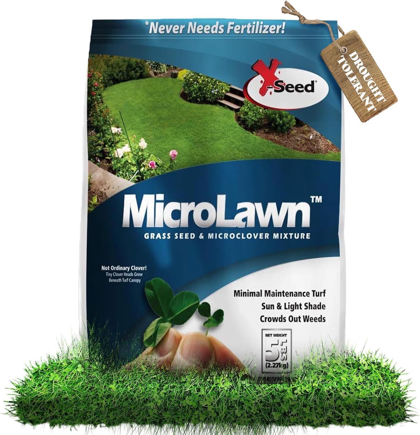 X-Seed Microlawn Grass Seed & Microclover Mixture, 5-Lb