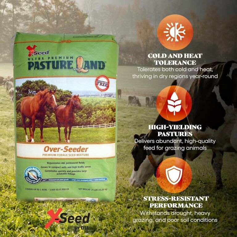 X-Seed Ultra Premium Pastureland Over-Seeder Premium Forage Seed Mix, 50-Lb
