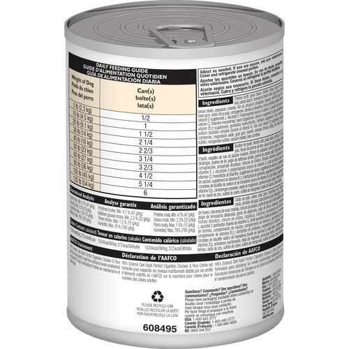 Hill's Science Diet Adult Perfect Digestion Chicken & Rice Entrée Dog Food, 12.8-Oz
