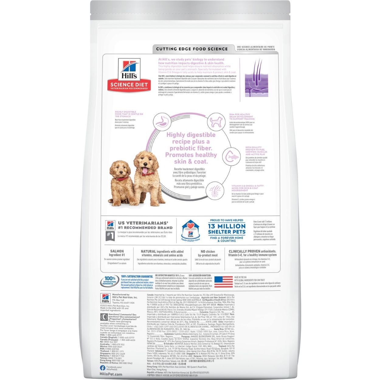 Hill's Science Diet Puppy Sensitive Stomach & Skin Salmon & Brown Rice Recipe Dog Food, 13-Lb