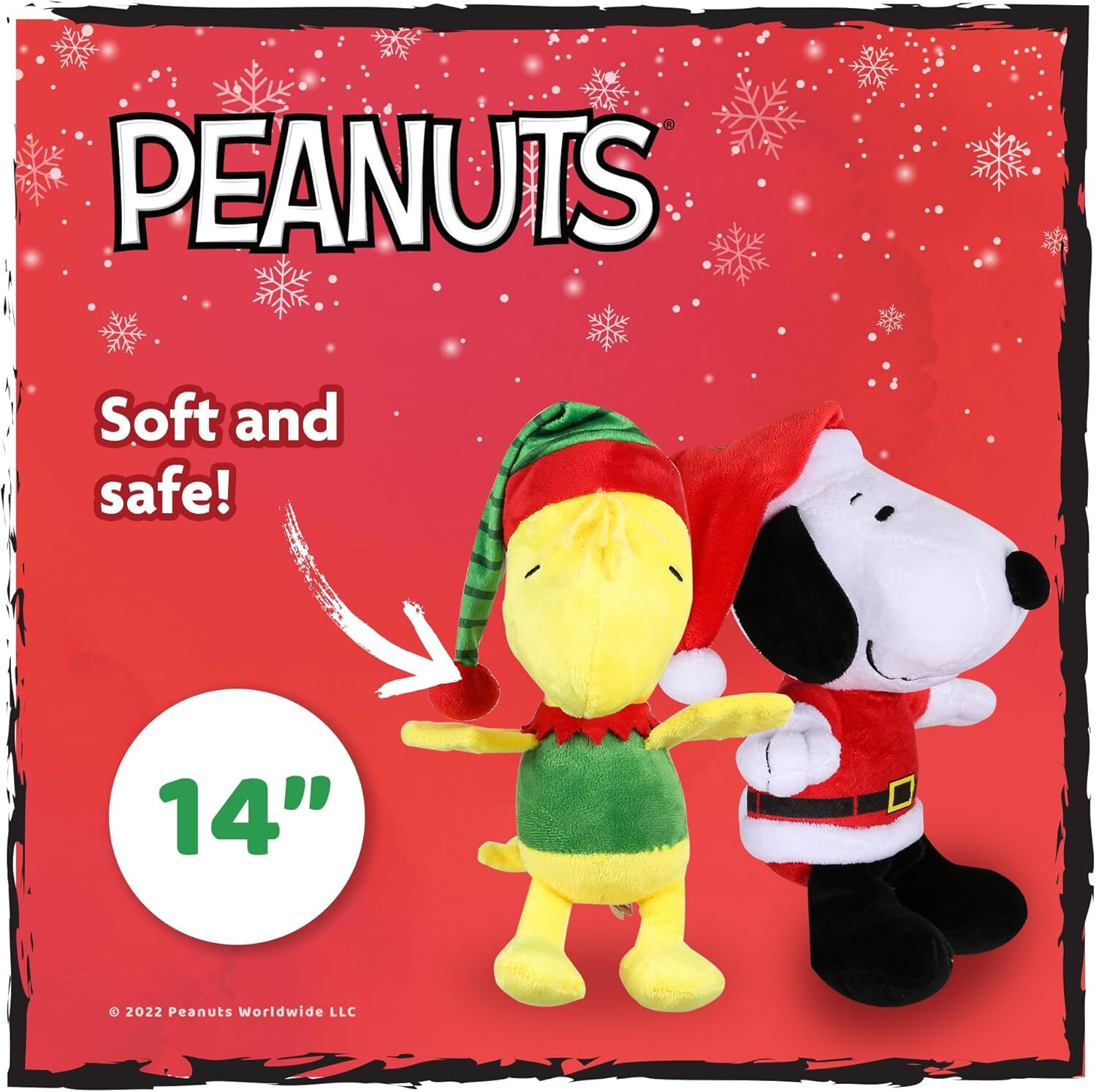 Peanuts For Pets Holiday Snoopy & Woodstock Plush Dog Toys, 12-In