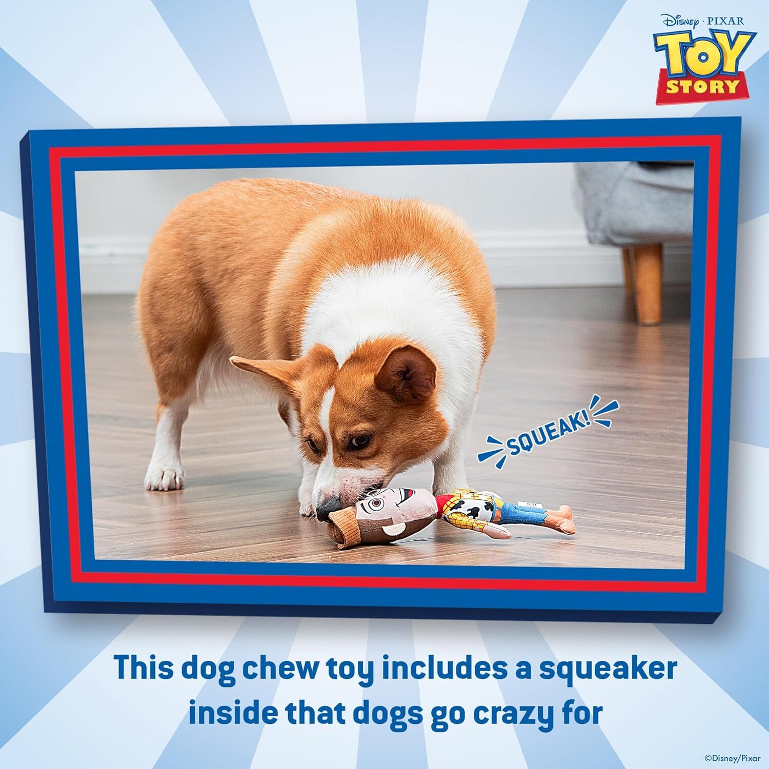 Disney Pixar’s Woody Woofin' Squeaker Dog Toy, 9-In