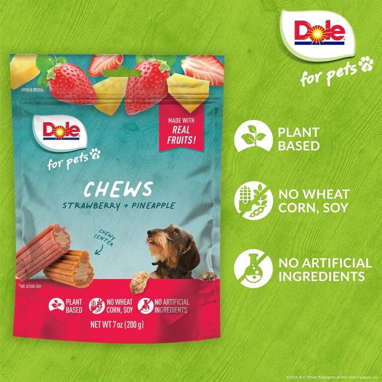 Dole For Pets Freshly Fetched Strawberry & Pineapple Dog Chews, 7-Oz