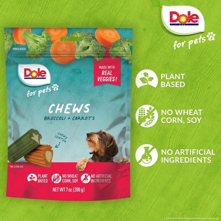 Dole For Pets Freshly Fetched Broccoli & Carrot Dog Chews, 7-Oz