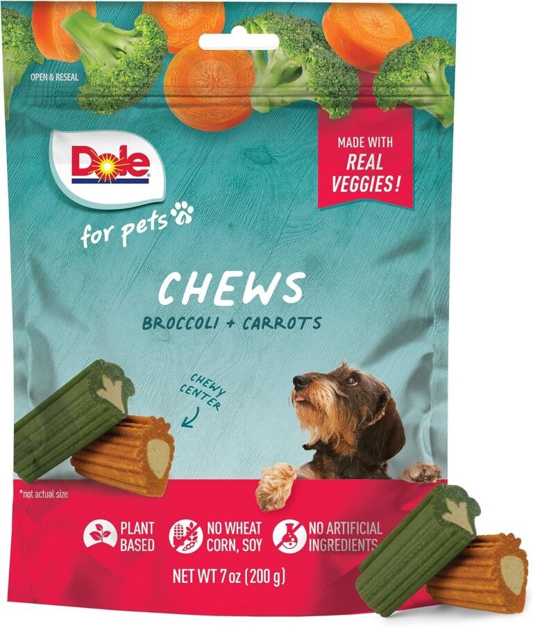 Dole For Pets Freshly Fetched Broccoli & Carrot Dog Chews, 7-Oz