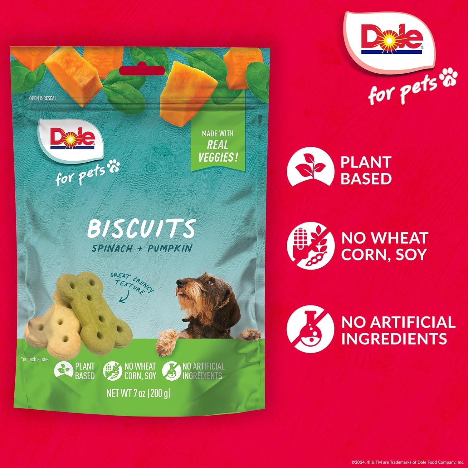 Dole For Pets Freshly Fetched Spinach & Pumpkin Dog Biscuits, 7-Oz