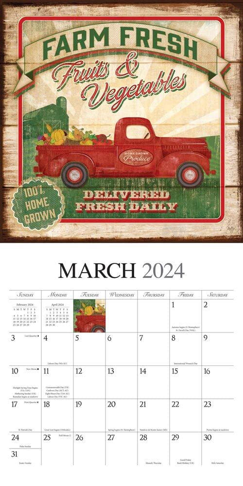 Brown Trout Publisher 2024 Farmer's Market Monthly Square Wall Calendar, 12-In x 24-In
